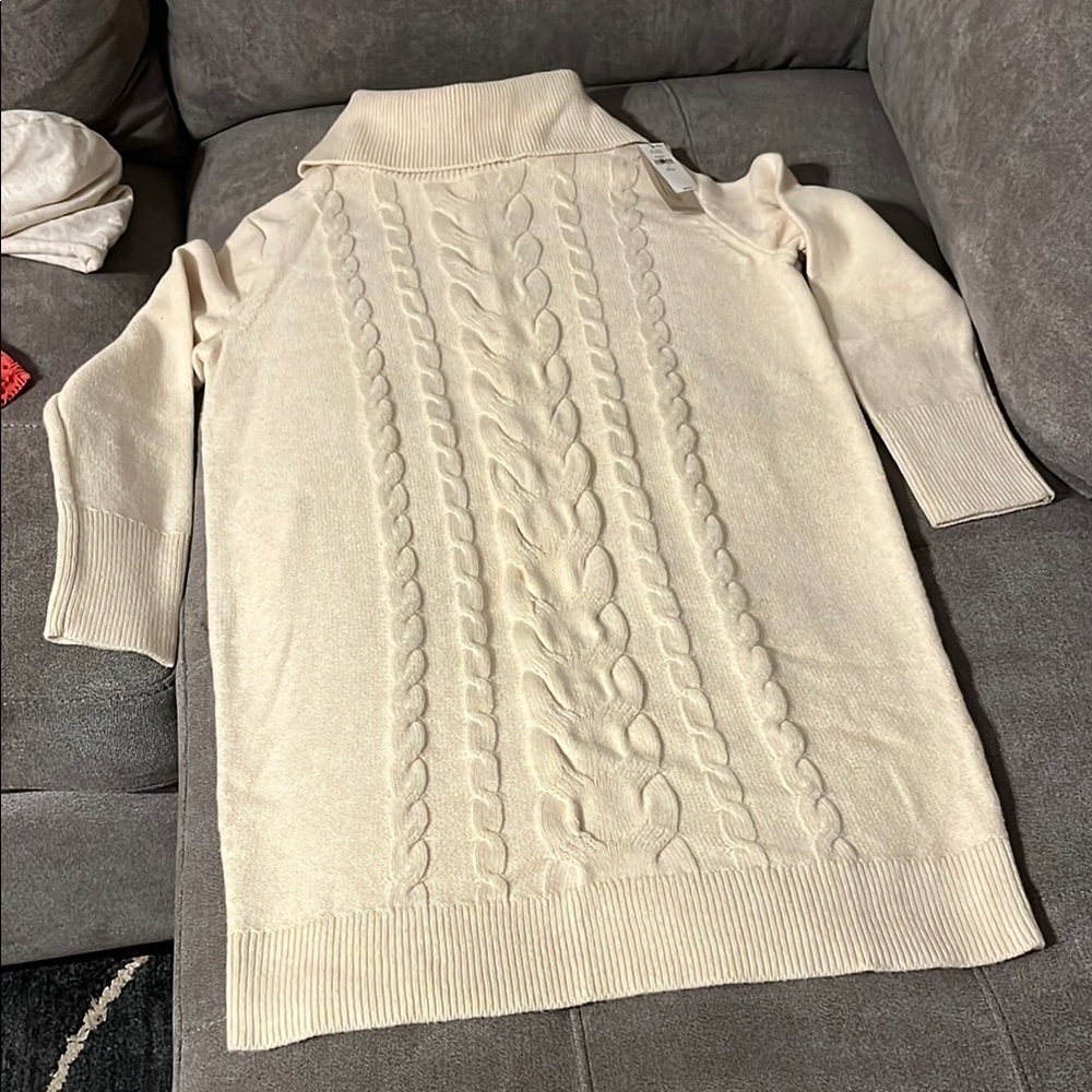 Banana Republic Cream Cowl Neck Cable Knit Sweater